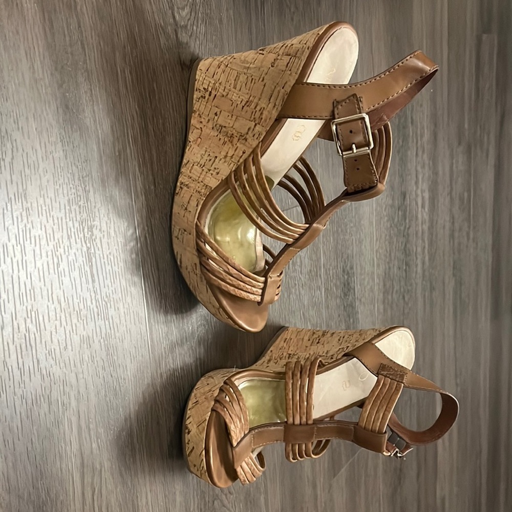 Women’s Aldo wedge heels with a cork sole.